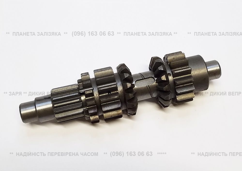 Вал диференціала L-205мм, Z-16 з шестернями для КПП мототрактора