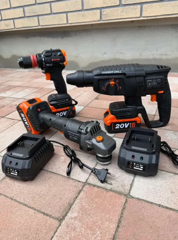 Набір акумуляторного інструменту Stromo PA-215SET (болгарка, перфоратор, шуруповерт, 3 АКБ, 2 ЗП, кейс)