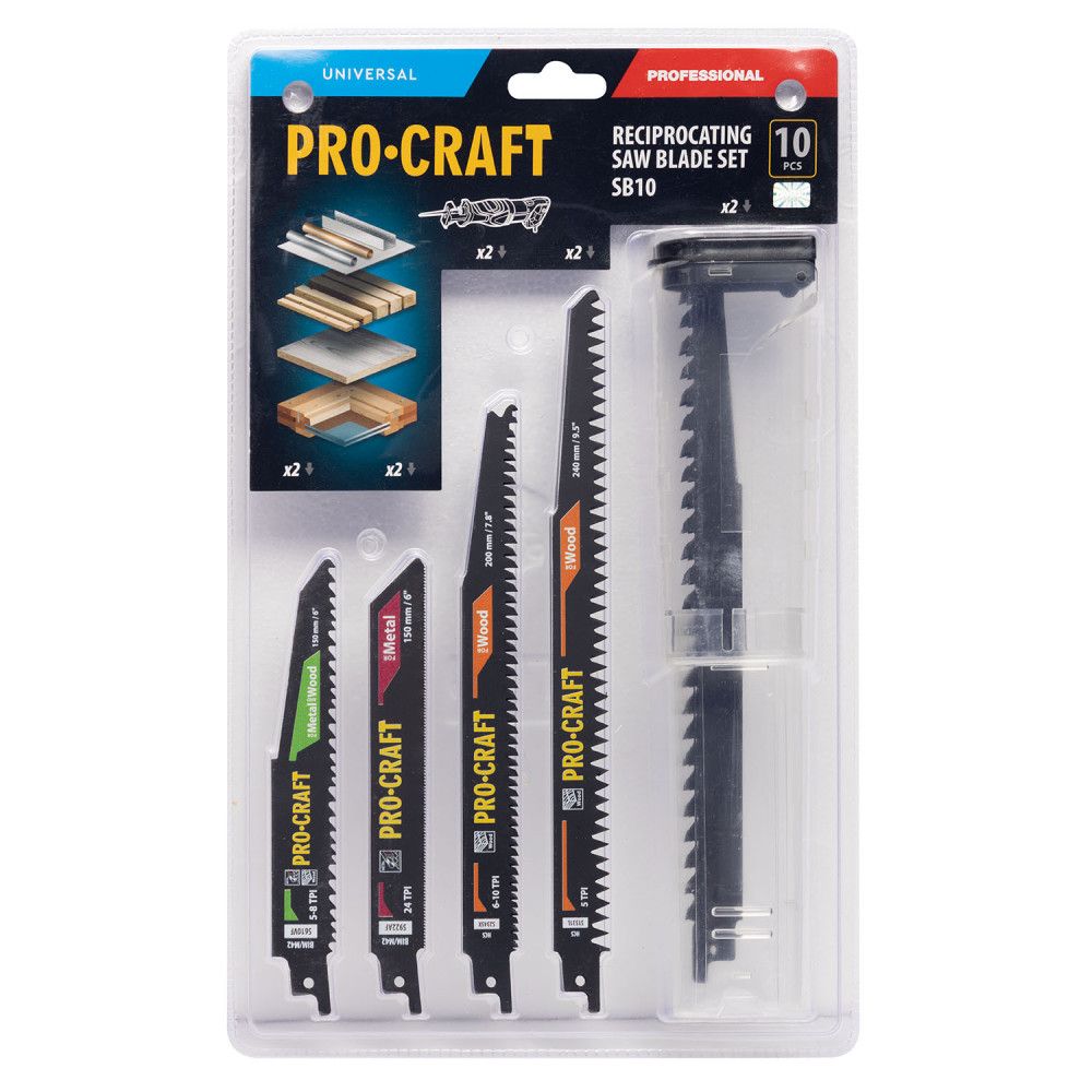 Набір пильних полотен для шабельної пилки Procraft SB10