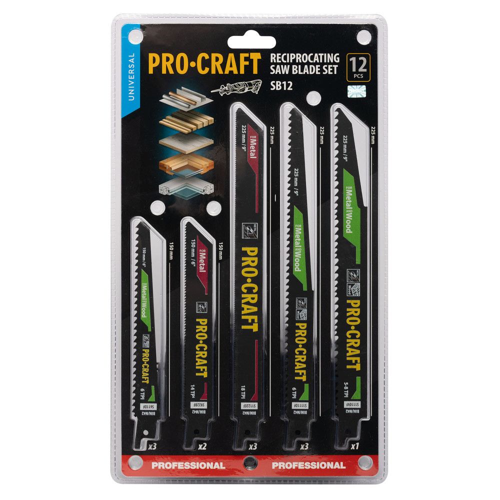 Набір пильних полотен для шабельної пилки Procraft SB12